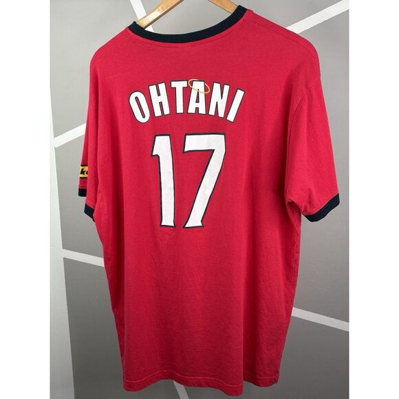 Los Angeles Angels Other - Shohei Ohtani Los Angeles Angels Adult XL Ringer Graphic TShirt No. 17 Red Nikon